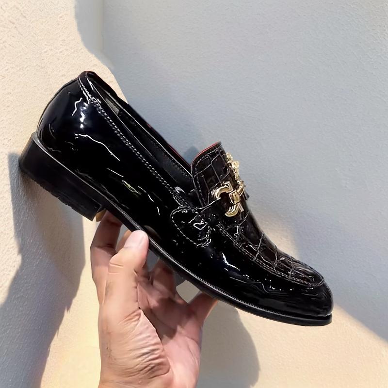 Crocodile Patent Leather Men's Loafers