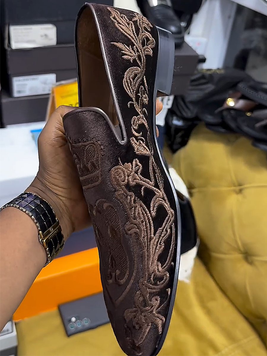 Suede Embroidered Men's Loafers
