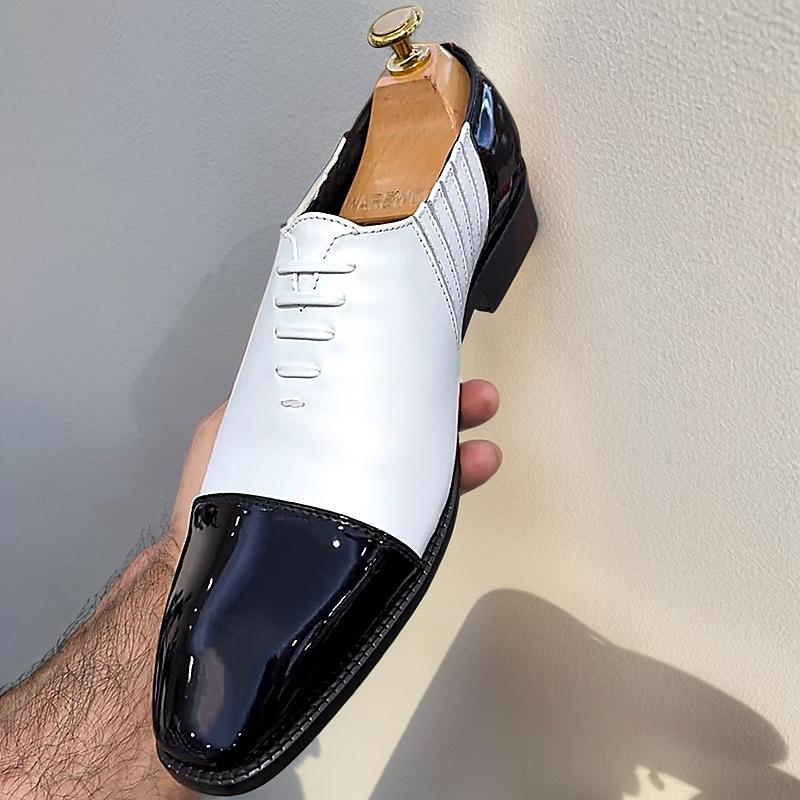 Men's Colorblock Derby Leather Shoes