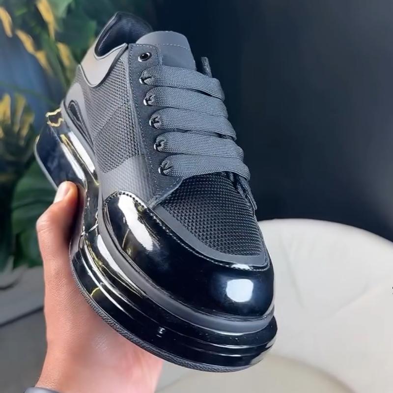Men's Patent Leather Mesh Air Cushion Sneakers