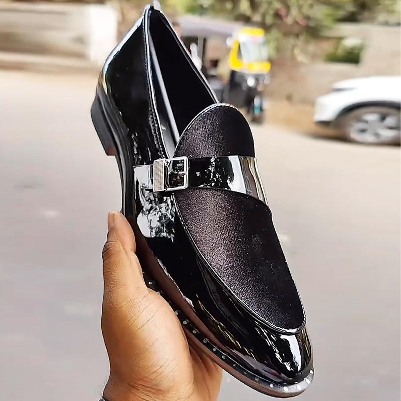 Suede and Patent Leather Men's Dress Shoes