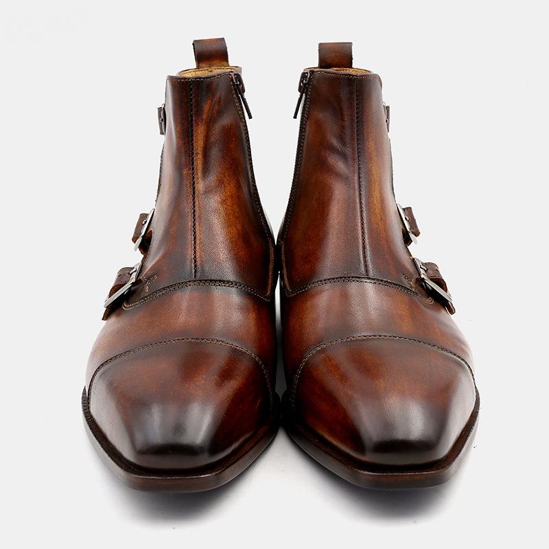 Men's 3-Buckle Chelsea Leather Boots