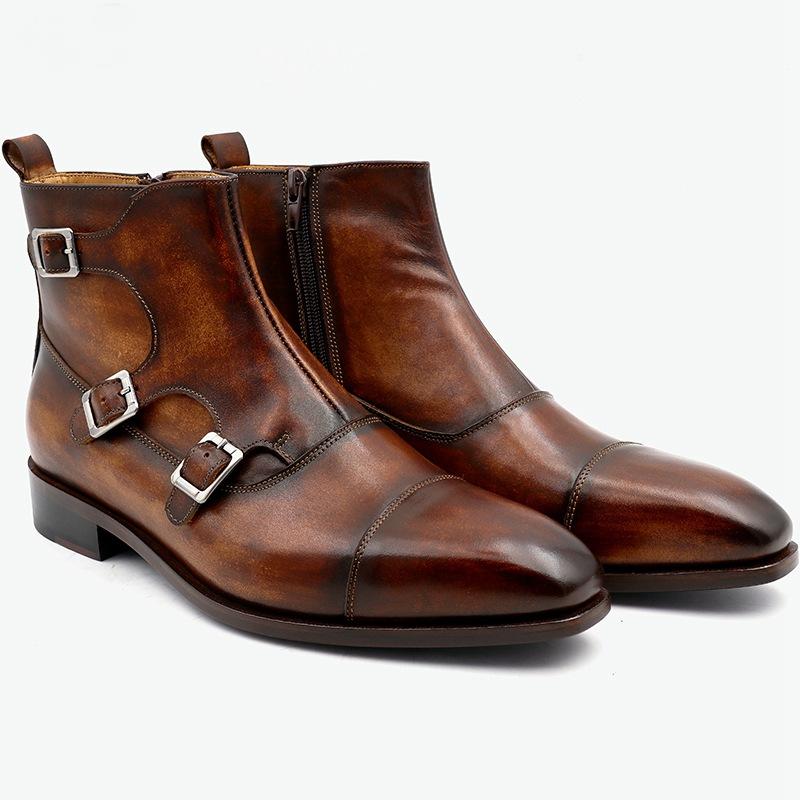 Men's 3-Buckle Chelsea Leather Boots