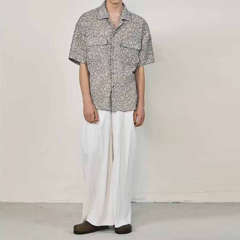 Men's Stripe Pattern Thin Short Sleeve Shirt