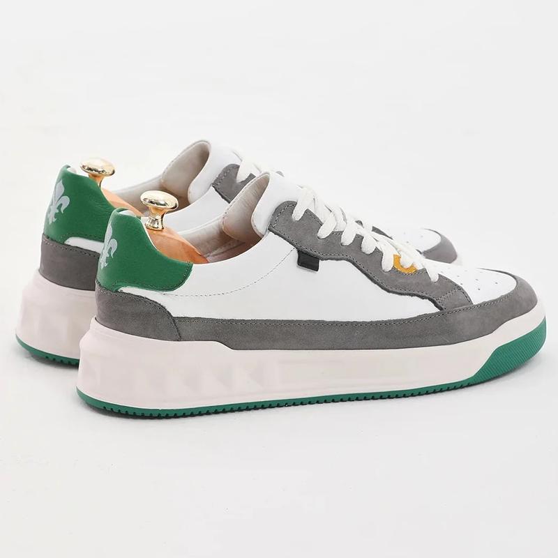 Gray Suede Patchwork Casual Sneakers