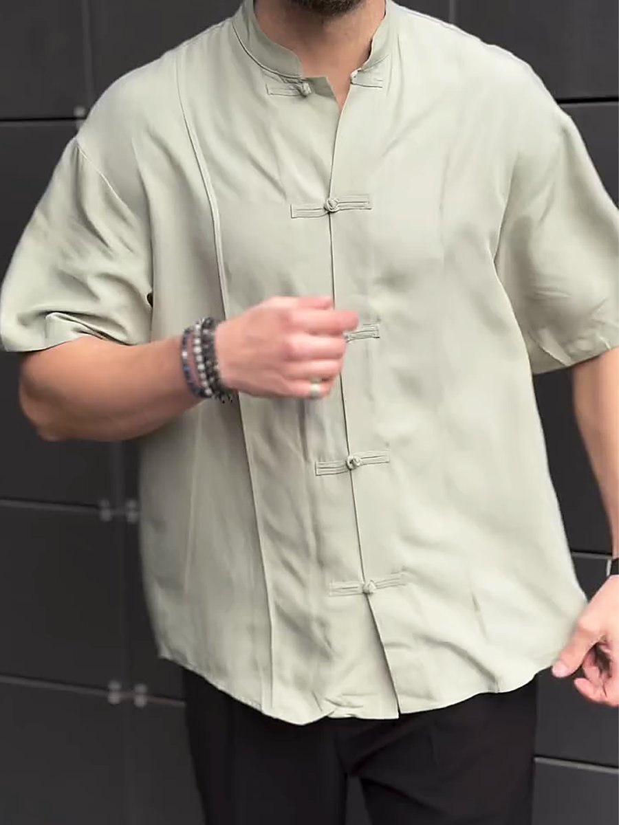 Men's Oversize Cotton Vintage Short Sleeve Shirt