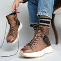Men's Lace-Up Leather Soft Sole High Top Casual Shoes