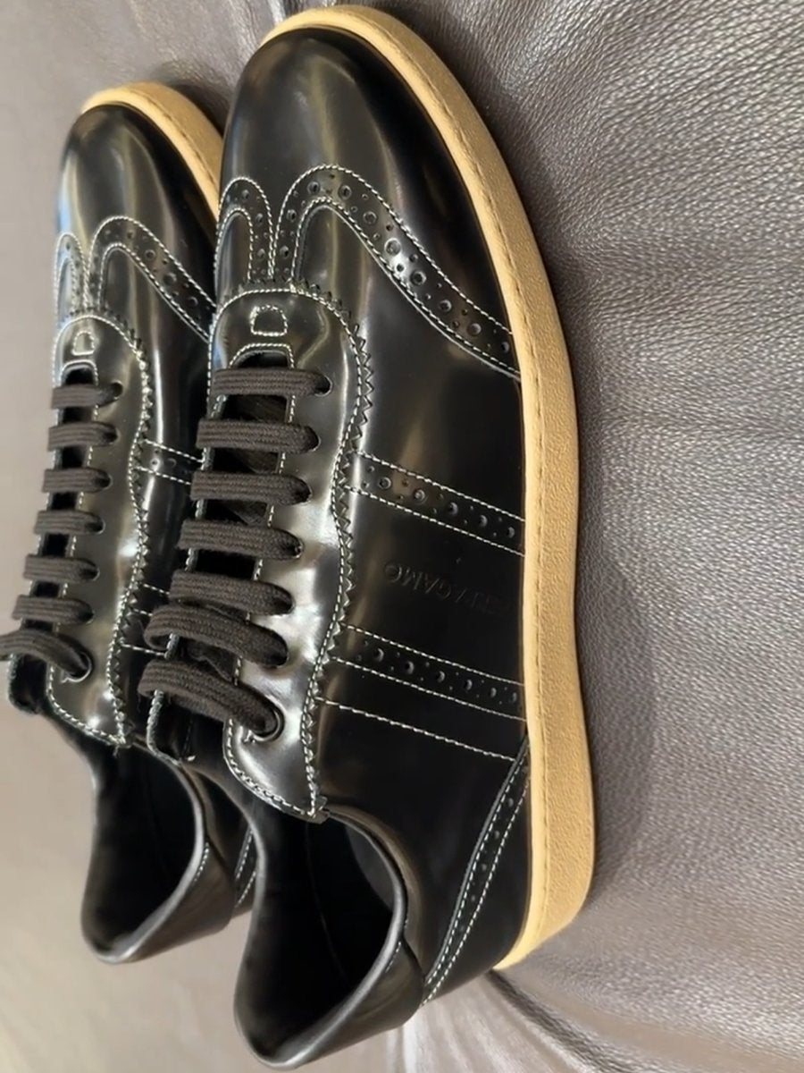 Men's Patent Leather Handmade Training Shoes