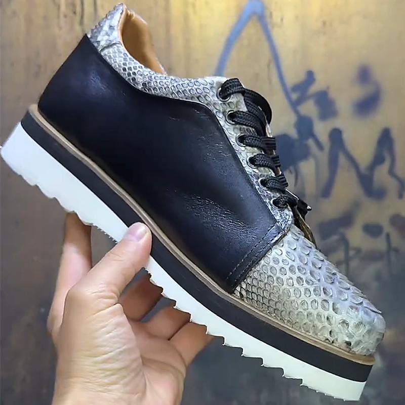 Men's Crocodile Print Vintage Work Shoes