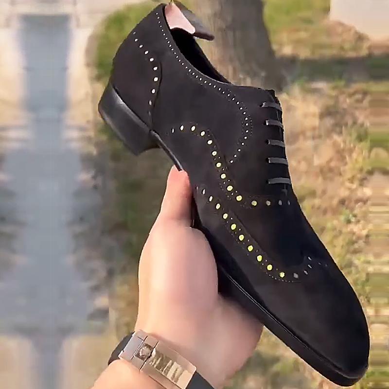 Suede Brogue Formal Men's Shoes