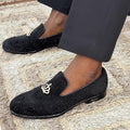 Men's Rhinestone Leather Loafers