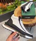 Double Zipper Leather High Top Air Cushion Sneakers