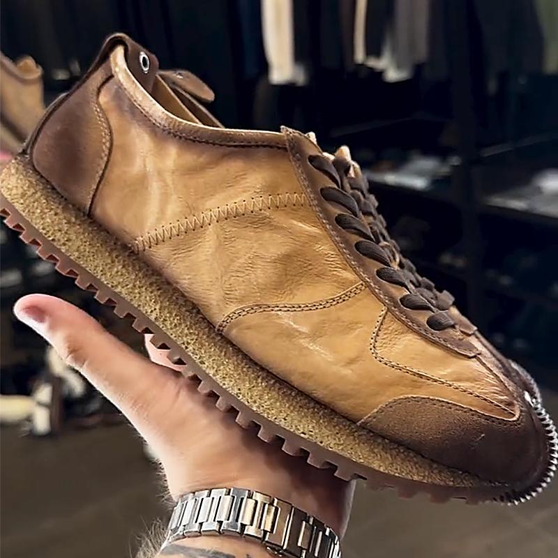 Mens Vintage Soft Sole Leather Sneakers