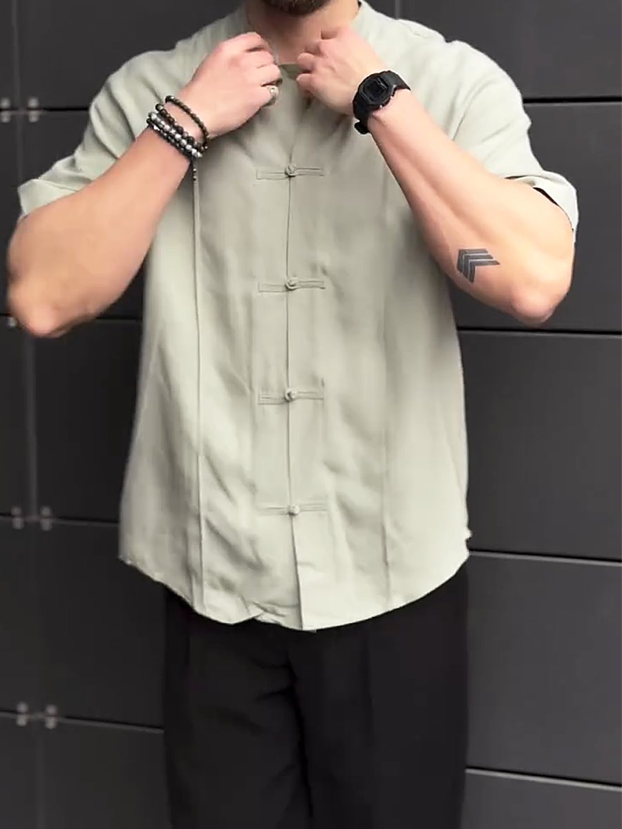 Men's Oversize Cotton Vintage Short Sleeve Shirt