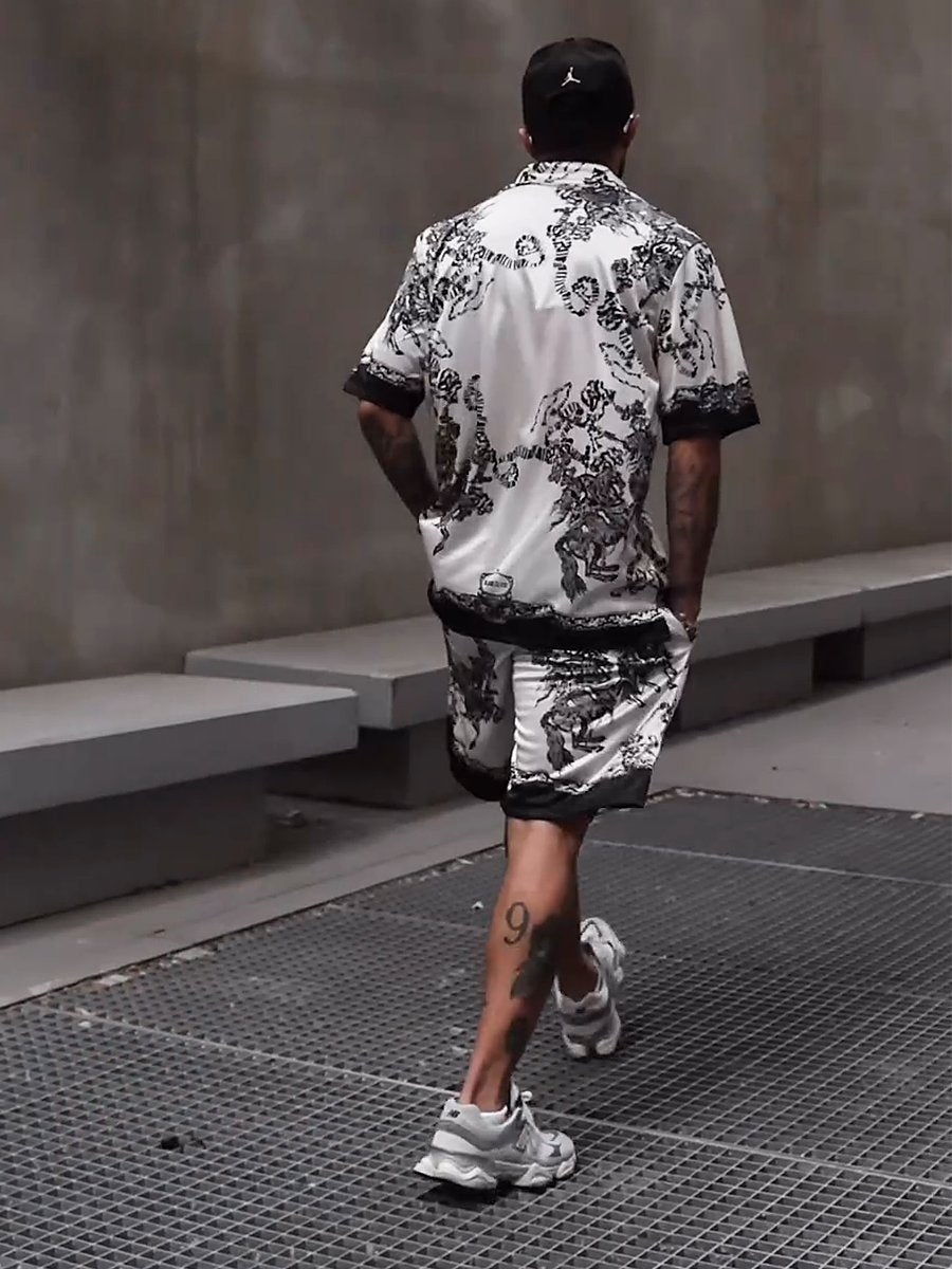 Men's Printed Ice Silk Summer Beach Suit