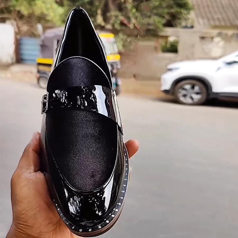 Suede and Patent Leather Men's Dress Shoes