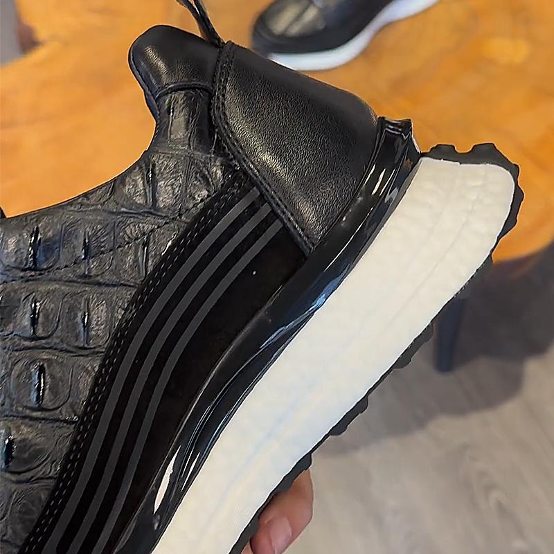 Men's Popcorn Soft Sole Faux Crocodile Leather Sneakers