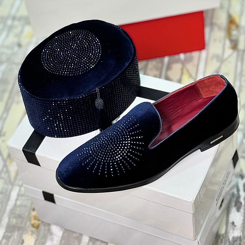 Men's Suede Rhinestone Loafers