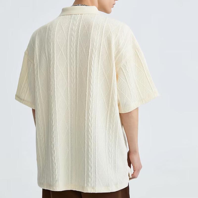 Men's Knit Textured Short Sleeve Polo Shirt