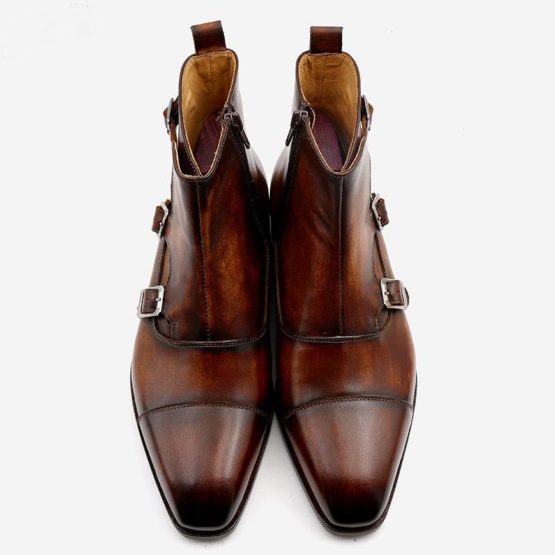 Men's 3-Buckle Chelsea Leather Boots